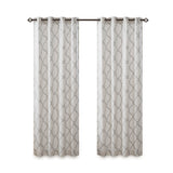 Madison Park Saratoga Modern/Contemporary Fretwork Print Grommet Top Window Curtain Panel MP40-2395 Ivory/Grey