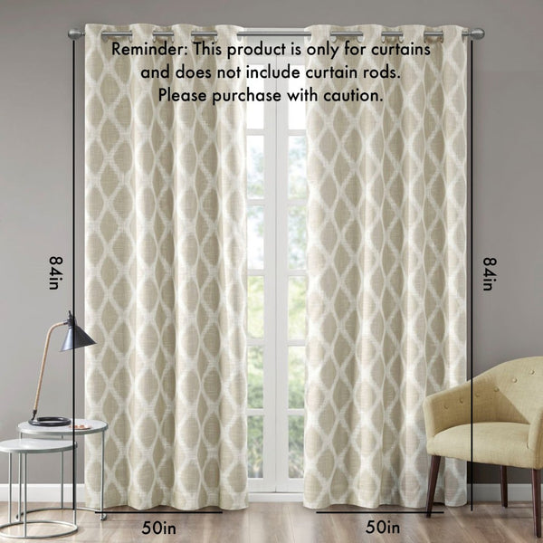 English Elm Printed Ikat Blackout Curtain Panel – Stylish Energy-Efficient Window Treatment For Modern Rooms B03599802-GIGA