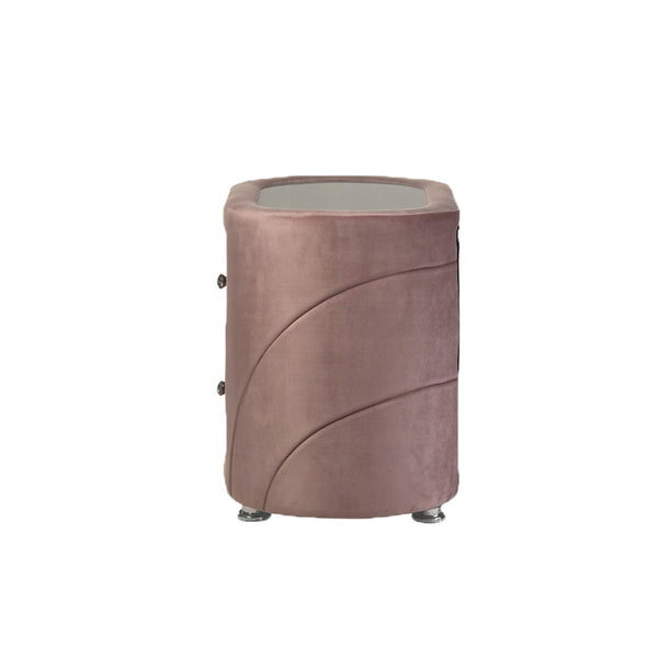 English Elm Velvet Pink Upholstered Nightstand with 2 Drawers on Chrome Tapered Legs — Chic Storage Accent (95) B016P257208