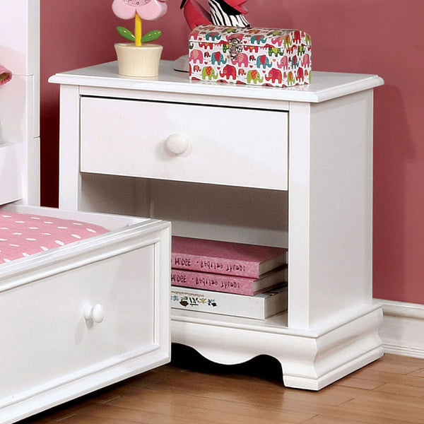 English Elm Contemporary White Solid Wood Nightstand 1-Drawer 19"W x16"D x21"H Modern Bedside Storage Shelf B2741P380825