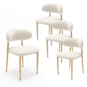 English Elm Dining Chair Set with Wood Grain Metal Frame Upholstered Seat Modern Farmhouse Kitchen Cream W3316P449683