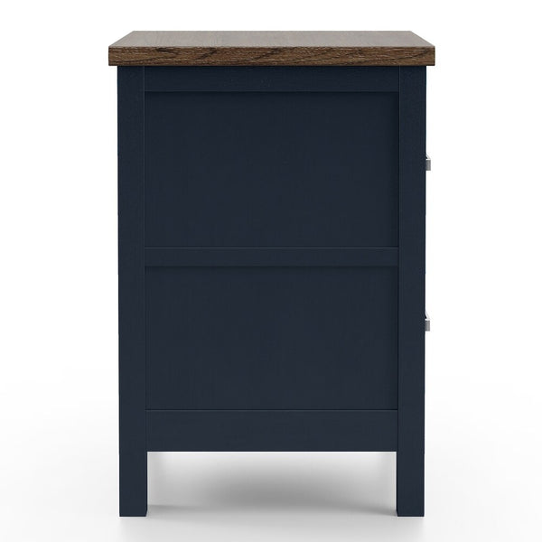 English Elm Contemporary Glam Nightstand Glossy White Lacquer Chrome Legs Dovetail Drawer Bedroom Blue,Dark Brown B2741P435883