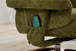 English Elm 069dr-ergonomic Swivel Recliner with Massage Heating Chenille Wingback Lounge Chair Green W527S00011