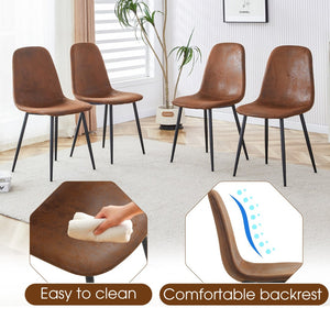 English Elm Table Retro Dining Set: Stylish Rectangular Table With Fishbone Top & 4 Cozy Tech-Fabric Chairs W1151S04073-GIGA