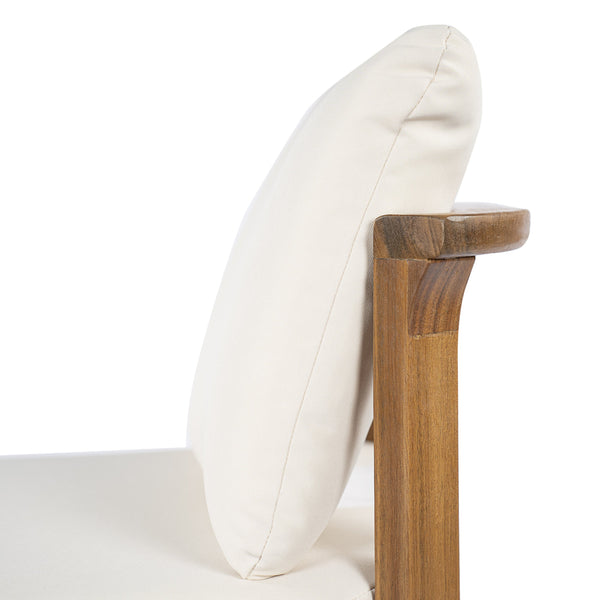 English Elm Acacia Wood Outdoor Dining Chairs Set of 2 Sculpted Patio Seating with Cushions Cream,Teak N768P373124L