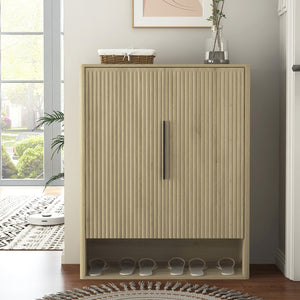 English Elm Shoe Storage Cabinet Wooden Enclosed Organizer with Adjustable Shelves for Entryway W1321P396351
