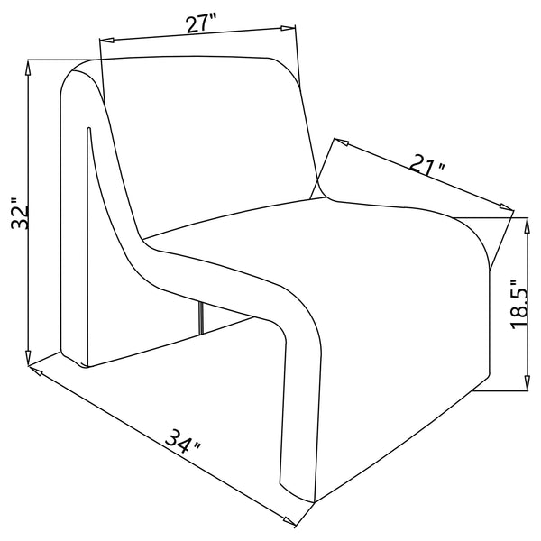 English Elm Winne Sculptural Ivory Curved Armless Accent Chair - Ribbed Upholstery, Modern Artistic Silhouette for Living Room Elegance B062P299869