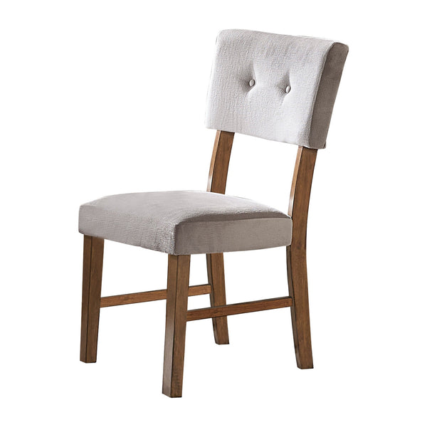English Elm Leom Button Tufted Gray Polyester Dining Chair Set Mid Century Wood Frame B056P416904