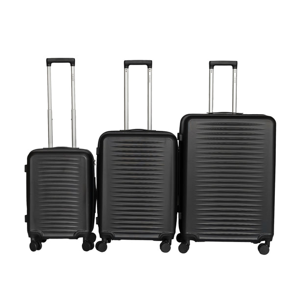 English Elm 2025 Hardshell Abs 3 Piece Luggage Set Matte Spinner Wheels Combo Lock Travel Acacia Wood,Antique Black W2710P417747