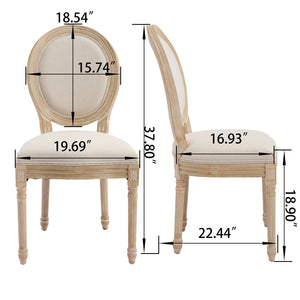 English Elm French Country Dining Chairs Set Of 2 - Elegant Upholstered Round Back Design For Versatile Use W3426P324272