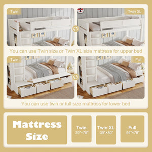 English Elm Twin Triple Bunk Bed Metal L-shaped Frame Sleeps Three Kids White Finish Ivory W1580S00643