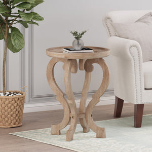 English Elm Christopher Knight Home® - End Table - Elegant French Country Accent Table With Hourglass Design & Natural Faux-Wood Finish N771P239454K