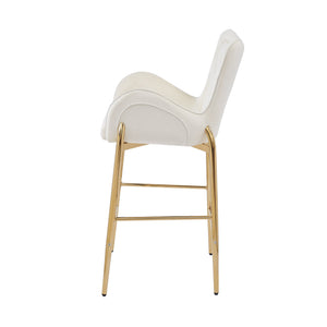 English Elm Christopher Knight Home® - 28.75inch Velvet Counter Height Stool Set of 2 with Tufted Back, Gold Frame & Foam Comfort, 265lb White N762P199823K