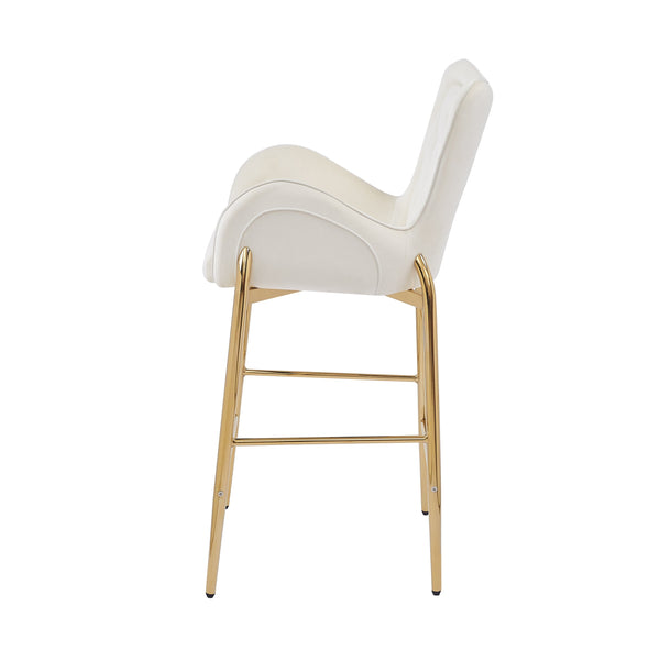 English Elm Christopher Knight Home® - 28.75inch Velvet Counter Height Stool Set of 2 with Tufted Back, Gold Frame & Foam Comfort, 265lb White N762P199823K