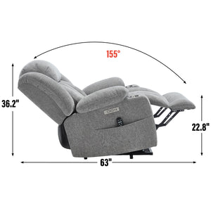 English Elm Up to 350 Lbs Chenille Power Lift Recliner with Massage Heat and Charging Ports W1803S00071