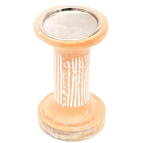 English Elm Brown Ecomix Pillar Candle Holder - Elegant Terracotta Design For Stylish, Sustainable Home Décor B346P336865