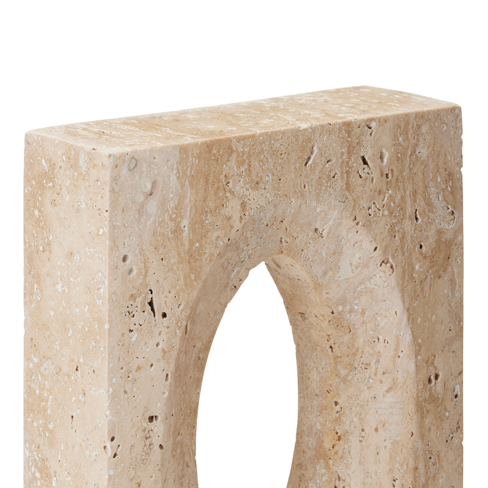 Demi Travertine Bookends Set of 2 - Elegant Beige Sculptural Decor for Modern Home or Office Spaces