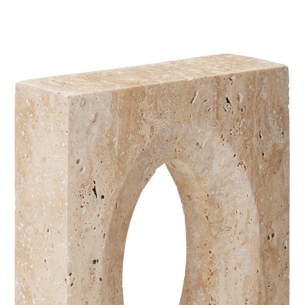 Demi Travertine Bookends Set of 2 - Elegant Beige Sculptural Decor for Modern Home or Office Spaces