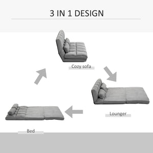 English Elm Homcom Convertible Floor Sofa Chair – Adjustable Lounger, Space-Saving Bed With 2 Pillows & Comfort W2225P217474