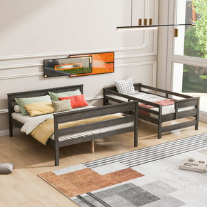 English Elm Wood Twin Xl Over Queen Bunk Bed In Gray - Stylish Space-Saving Solution For Kids & Guests! GX000446AAE-1-GIGA