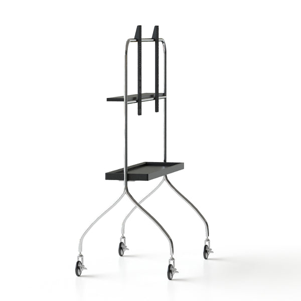 English Elm Walk 360° Movable TV Stand Antique Finish with Metal & Wood Shelves, Fits 43–70" TVs, 200lb Load Black W3318P307901