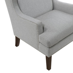 English Elm 1Pc Accent Chair With Foam Cushion, Gray Fabric Upholstery & Nailhead Trim For Stylish Living Spaces B011P287705
