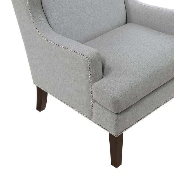 English Elm 1Pc Accent Chair With Foam Cushion, Gray Fabric Upholstery & Nailhead Trim For Stylish Living Spaces B011P287705