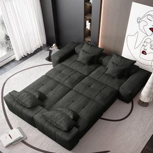 English Elm Modern Oversized Modular Sectional Sofa - Plush Chenille, 8 Pillows, No Assembly, Stylish Comfort! W1885S00070