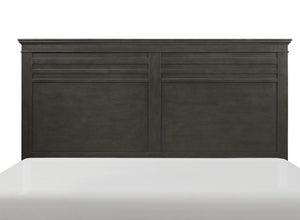 English Elm Charcoal Queen Panel Bed with Okume Veneer and Horizontal Accent Headboard — Rustic Transitional Design Charcoal grey 64.25 L x 39 W x 5.5 H B011S01205