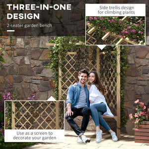 English Elm Outsunny 55" Classic Wooden Garden Bench For Outdoor Relaxation, Slatted Seat & Screen Backrest W2225P174085-GIGA