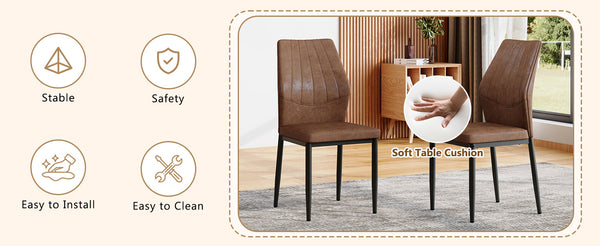 English Elm Set of 4 Brown Shell-Pattern Dining Chairs with Ergonomic Tech Fabric, Sturdy Metal Legs, 37" Brown+Black W1151P359591