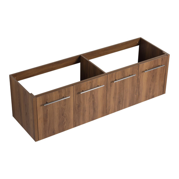 English Elm 60 Inch Wall-mounted Bathroom Vanity Cabinet with Soft-Close Doors, Eco Plywood, Scratch & Water-Resistant Finish Brown Ebony W999P208034