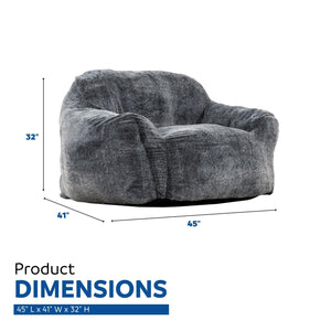 English Elm Soft Tore Lounger Memory Foam Bean Bag Chair with Armrests — Modern Blue-Gray Sofa for Game Room Comfort B2741P330122