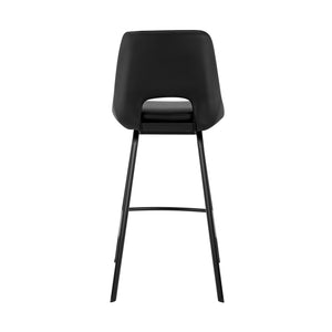 English Elm Amorel 30" Black Faux Leather Swivel Bar Stool with 4-Leg Metal Base — Durable, Stylish Seating B2736P268590