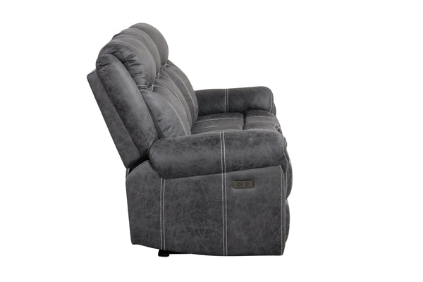 English Elm Zubaida Dark Gray Microfiber Power Motion Sofa w/USB Cup Holders & Drop-Down Table, Pocket Coil Recliner B2726P283311