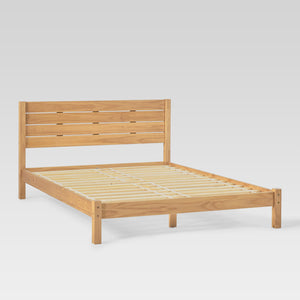 Isla Minimalist Queen Bed Frame - Sustainably Crafted Solid Pine Wood with Simple Boho Headboard