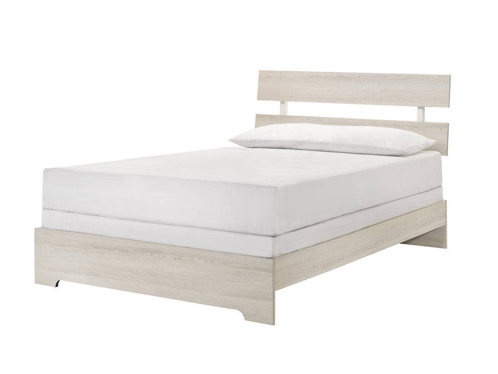 English Elm 1Pc Rustic Twin Platform Bed With Slatted Headboard - Low-Profile White Wash Frame For Youth Rooms B011P331887
