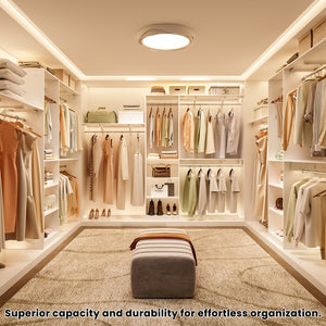 English Elm Closet Organizer Heavy Duty Wood System With Adjustable Rods & Shelves For Space-Saving Solutions T3623P409172