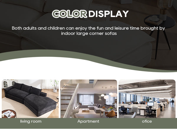 English Elm Modern Minimalist Modular Sectional Sofa - Versatile Upholstered Cloud Couch With Right Chaise In Black W2959S00012