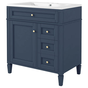 English Elm 30'' Modern Bathroom Vanity With Soft-Close Drawers, Tip-Out Storage & Elegant Roman Legs, White SW000122AAC-2