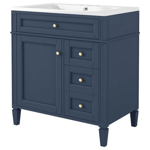 English Elm 30'' Modern Bathroom Vanity With Soft-Close Drawers, Tip-Out Storage & Elegant Roman Legs, White SW000122AAC-2