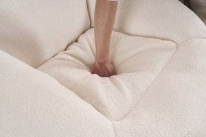 English Elm Foam Memory Foam Bean Bag Chair with Plush Chenille Cover, Large 42" Round Comfortable Lounger White W2915P283421