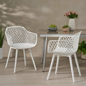 English Elm Christopher Knight Home® - POPPY Weather-Resistant Outdoor Dining Chair with Diamond Mesh Design, Sturdy Polypropylene Comfort White 24 L x 23.5 W x 22.4 H 69069.00WHI