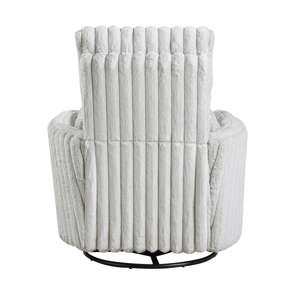 English Elm Luxurious Corduroy Swivel Glider Recliner Chair Gray — Plush Pull-Handle Reclining Comfort, Modern Upholstery B011P396178