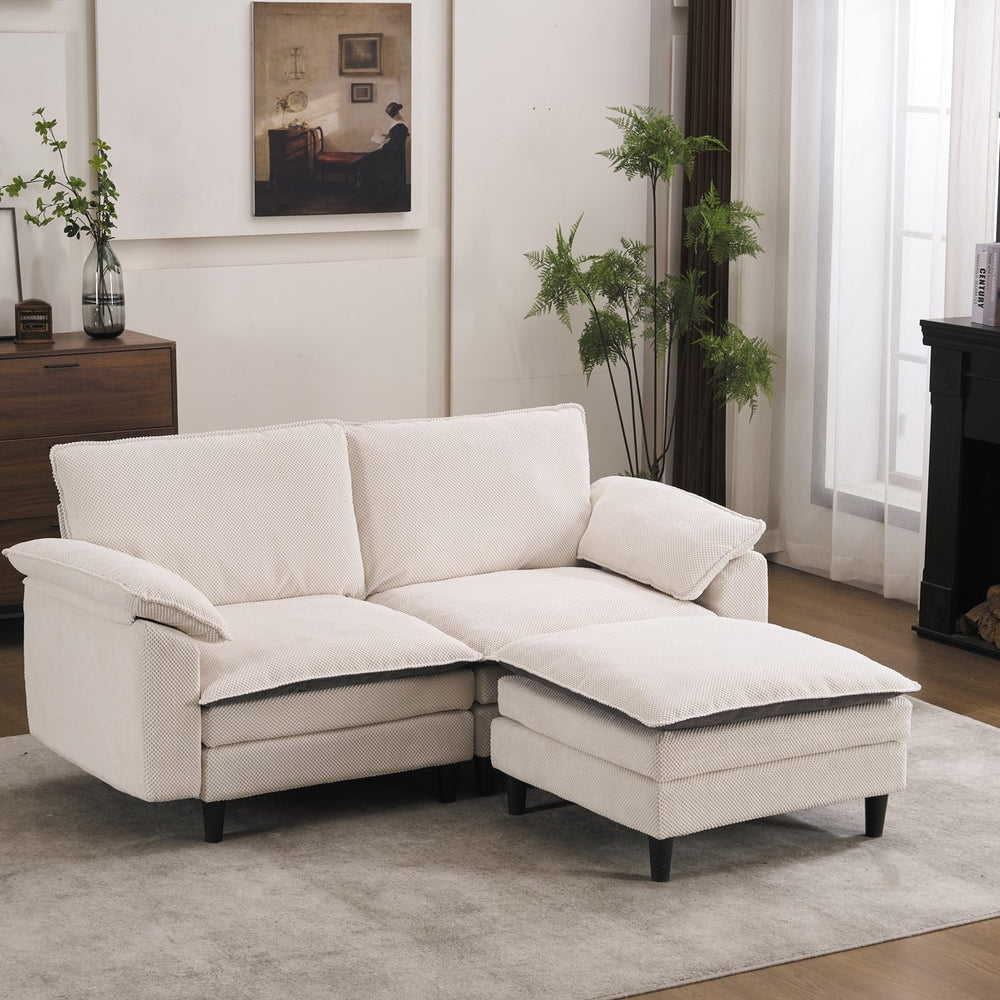 English Elm 70.87" Chenille Modular Cloud Sectional with Ottoman Deep Plush Seating for Living Rooms W5029S00001