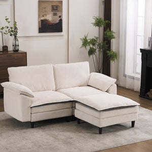 English Elm 70.87" Chenille Modular Cloud Sectional with Ottoman Deep Plush Seating for Living Rooms W5029S00001