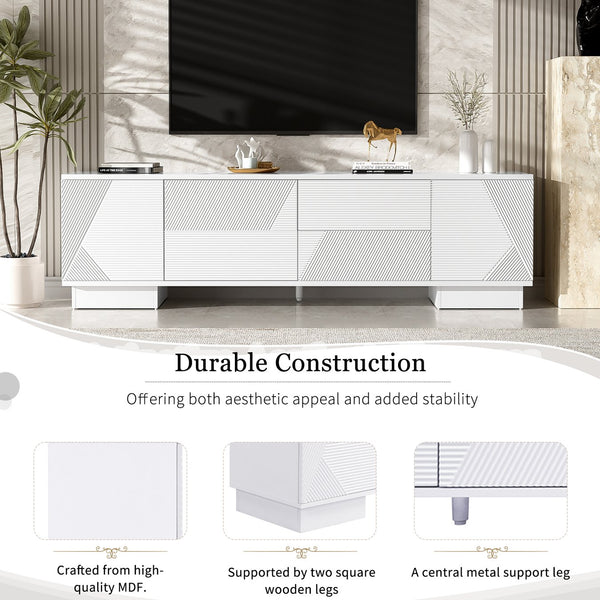English Elm Vibe Haus Minimalist Media Console with Cabinets and Drawers for Living Room N724P360376K