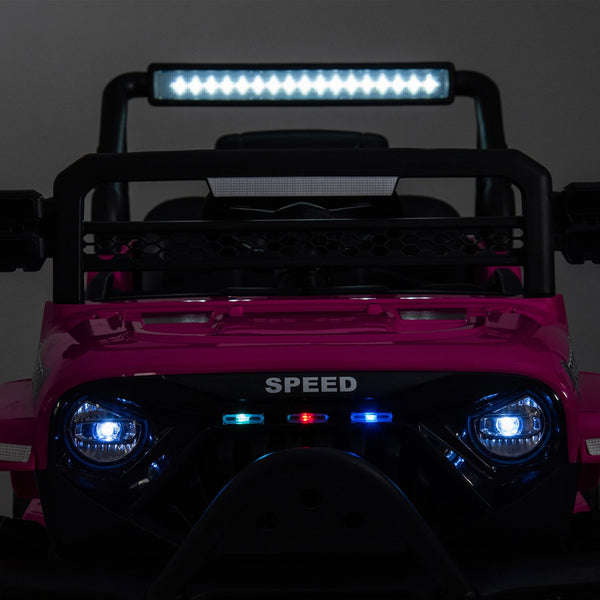 English Elm 12v Kids Electric Ride on Truck with Parental Remote Four Wheel Suspension and Led Lights Pink W1578P187456