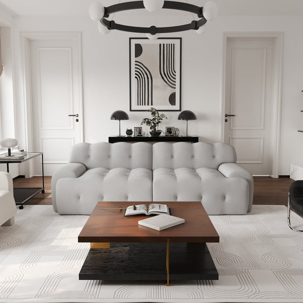 English Elm Bubble Sectional Sofa Comfort - 3D-Knitted Two-Seater Loveseat In Versatile Grey For Modern Spaces B341S00009