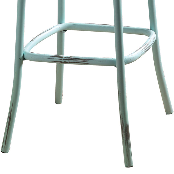 English Elm Antique Sky and Antique Oak Cross-Back Bar Stool with Wooden Seat, Metal Frame, Rustic Comfort B062P185687